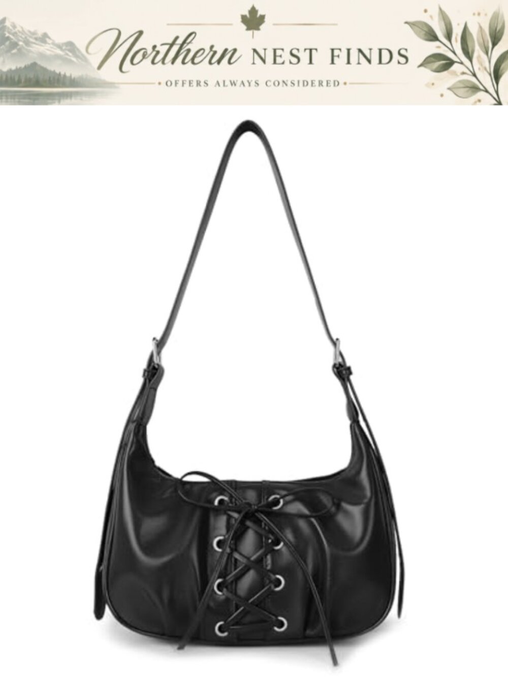 Y2K PU Leather Bow Shoulder Hobo Bag Small Cute Purse